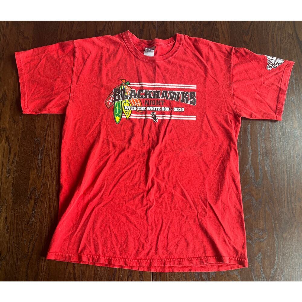 Chicago Blackhawks Night With The White Sox 2010 Graphic T Shirt Size Large